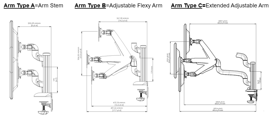 Adjustable Gas Spring Monitor Arm