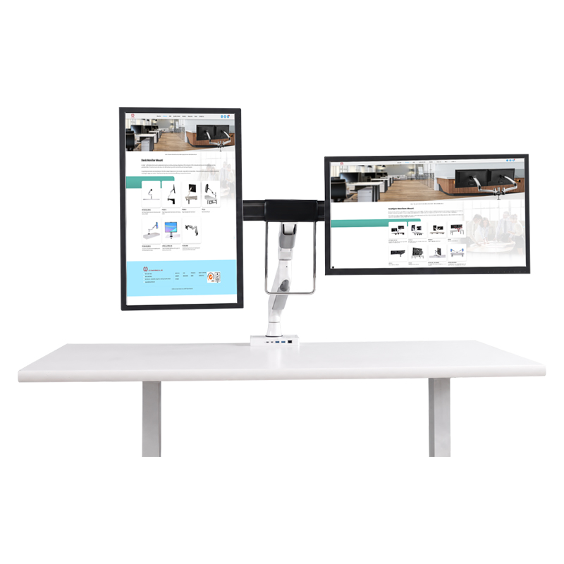 Dual Monitor Desk Mount with Crossbar & Handle