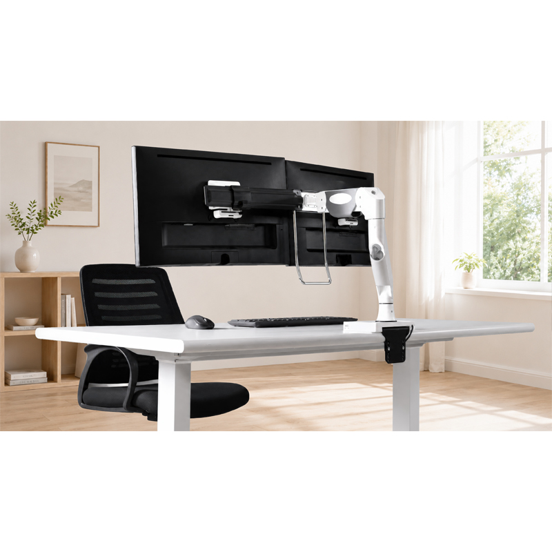 Dual Monitor Desk Mount with Crossbar & Handle