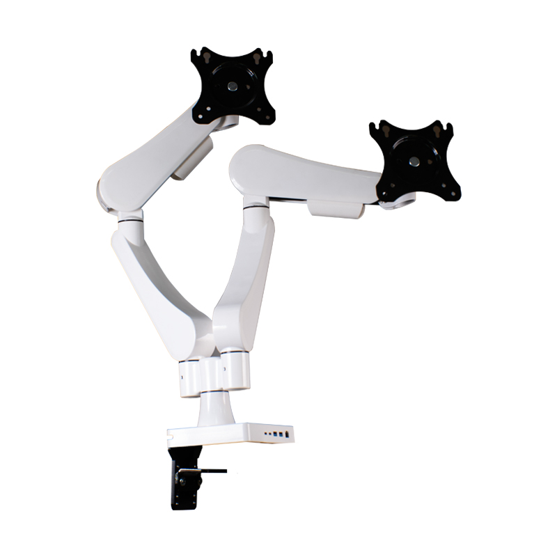 Dual Spring Monitor Desk Mount with Build-in 6-in-1 Docking Station