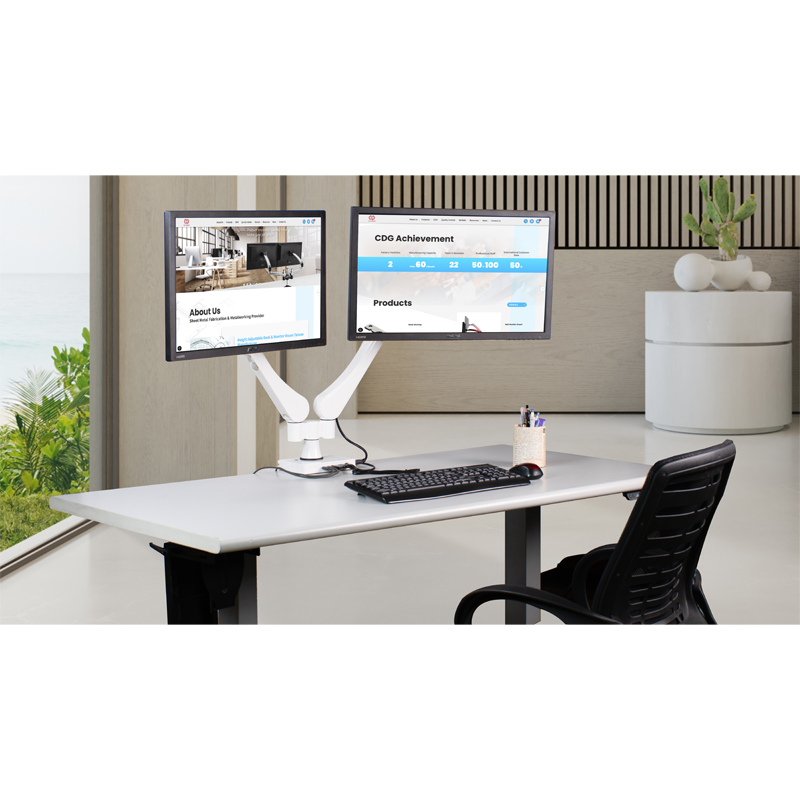 Dual Spring Monitor Desk Mount with Build-in 6-in-1 Docking Station