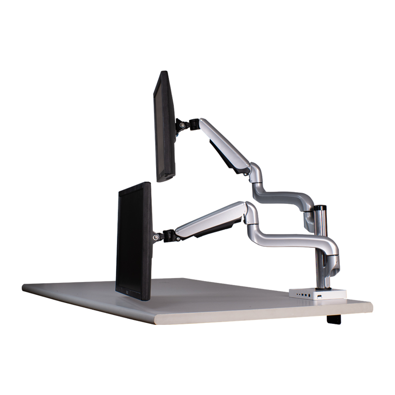 Gas Spring Single Monitor Arm Desk Mount with Build-in 6-in-1 Docking Station