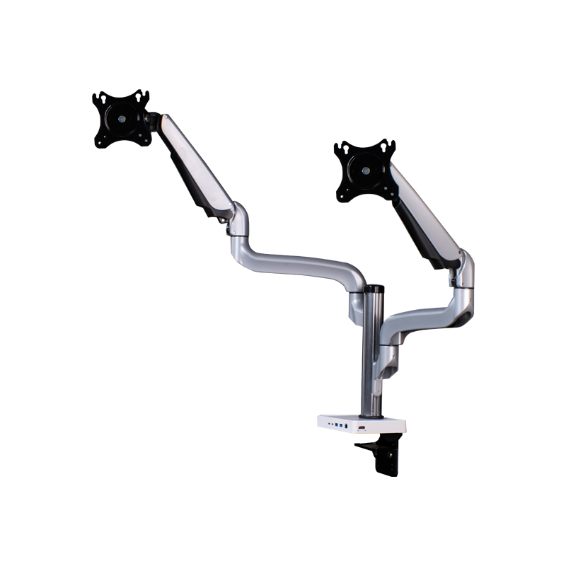 Gas Spring Single Monitor Arm Desk Mount with Build-in 6-in-1 Docking Station