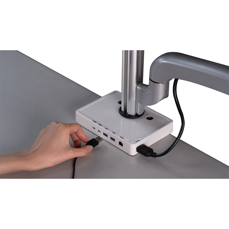 Gas Spring Single Monitor Arm Desk Mount with Build-in 6-in-1 Docking Station