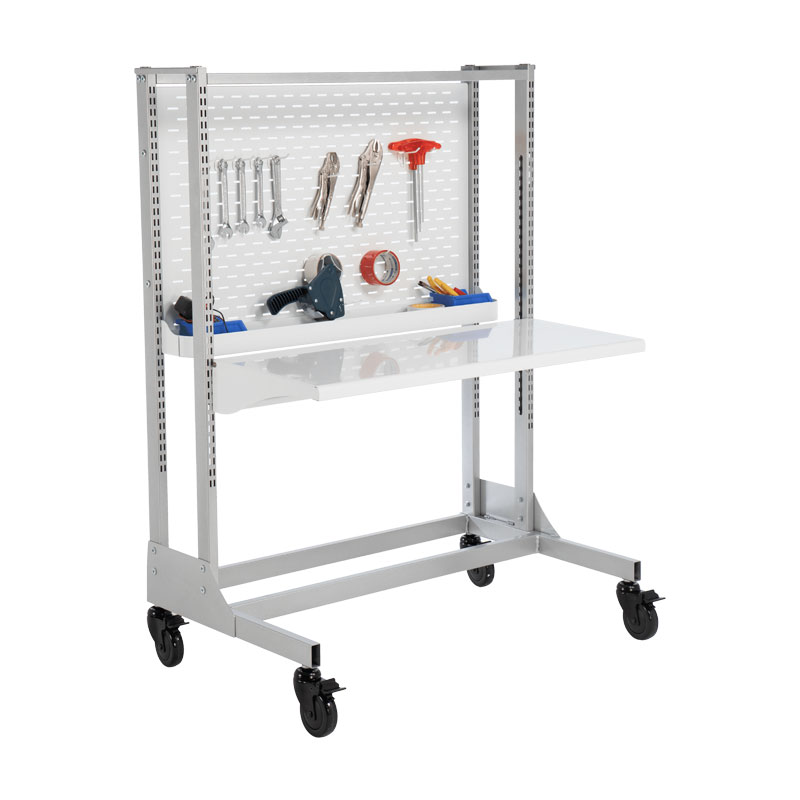 Mobile Workstation with Height Adjustable Shelf